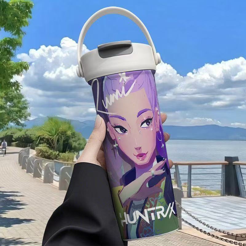 Kpop Demon Hunters Mysterious Baby SajaBoys Zoey Mira Double Drink Thermos Cup Coffee Cup witch hunting