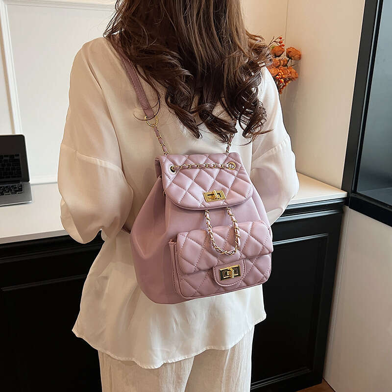 Cross-Border Quilted Chain Women's Backpack 2025 New Tote Bag Designer Bag Trend Spring Fashion Versatile Mini Backpack Small School Bag