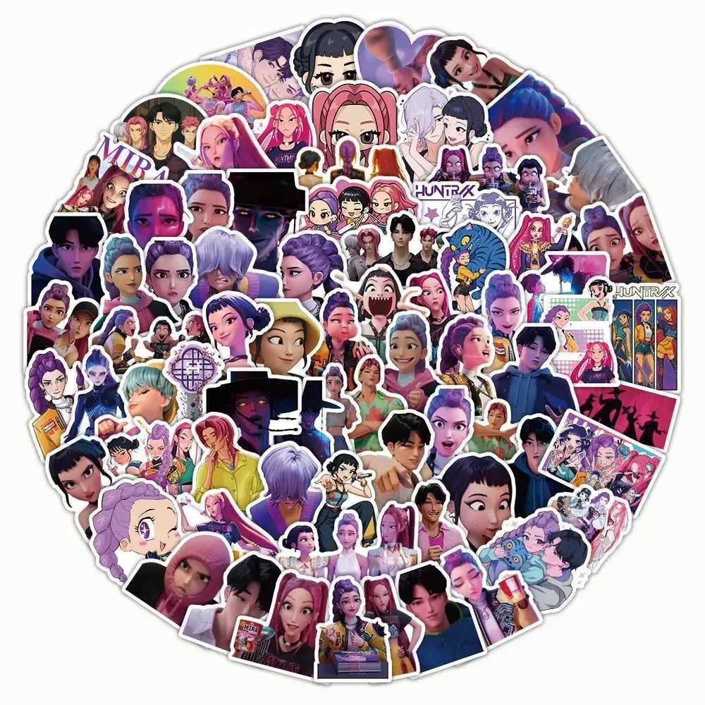 1050100Pcs Funny Kpop Demon Hunters Anime Stickers DIY Motorcycle Bicycles Suitcases Water Bottles Kids Waterproof Sticker Toy C250918