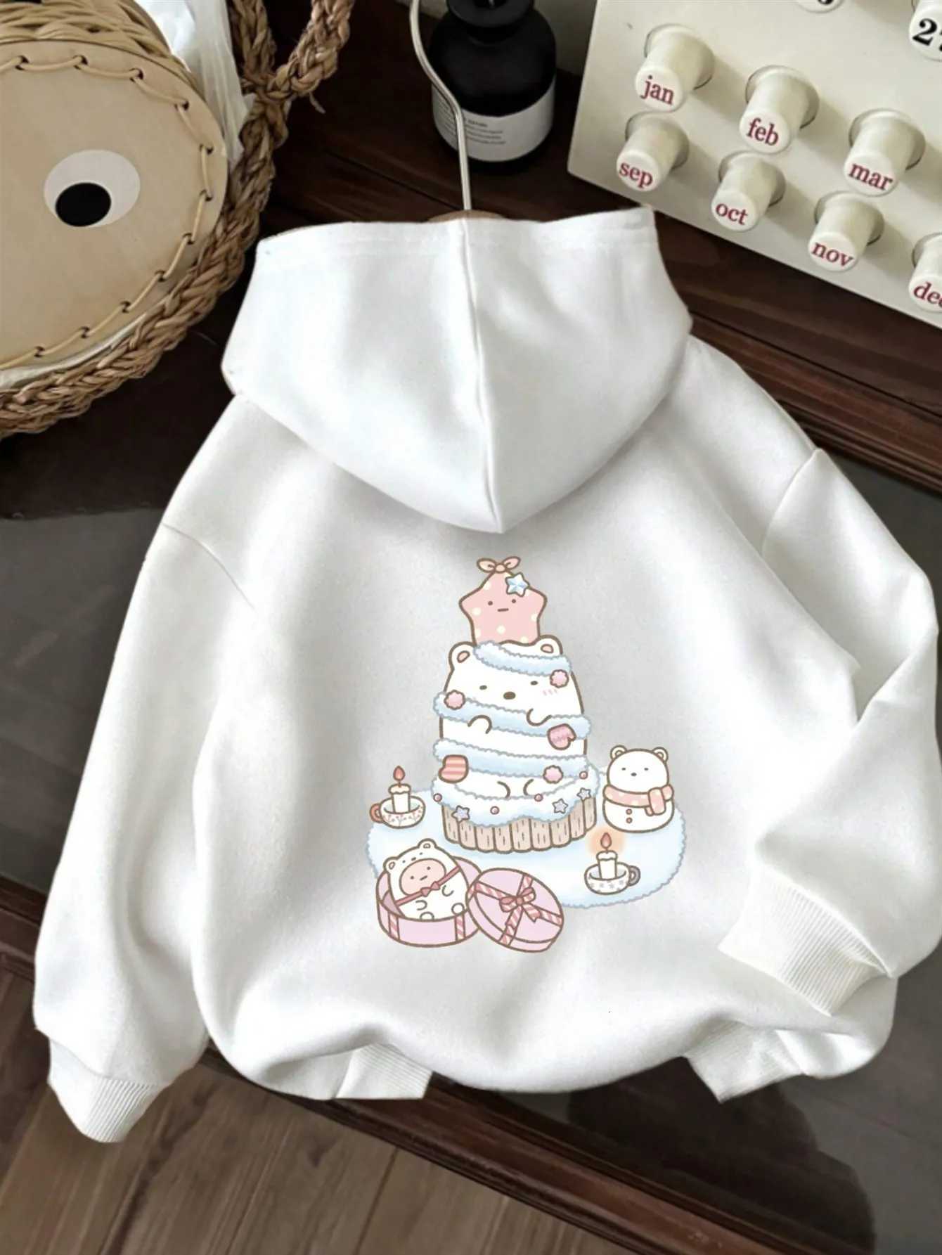 Creative Cartoon Cake Printed 2025 Winter Autumn Hoodies Womens Top Casual Style Pullover Soft Fabric Long Sleeve SweatshirtZ250918