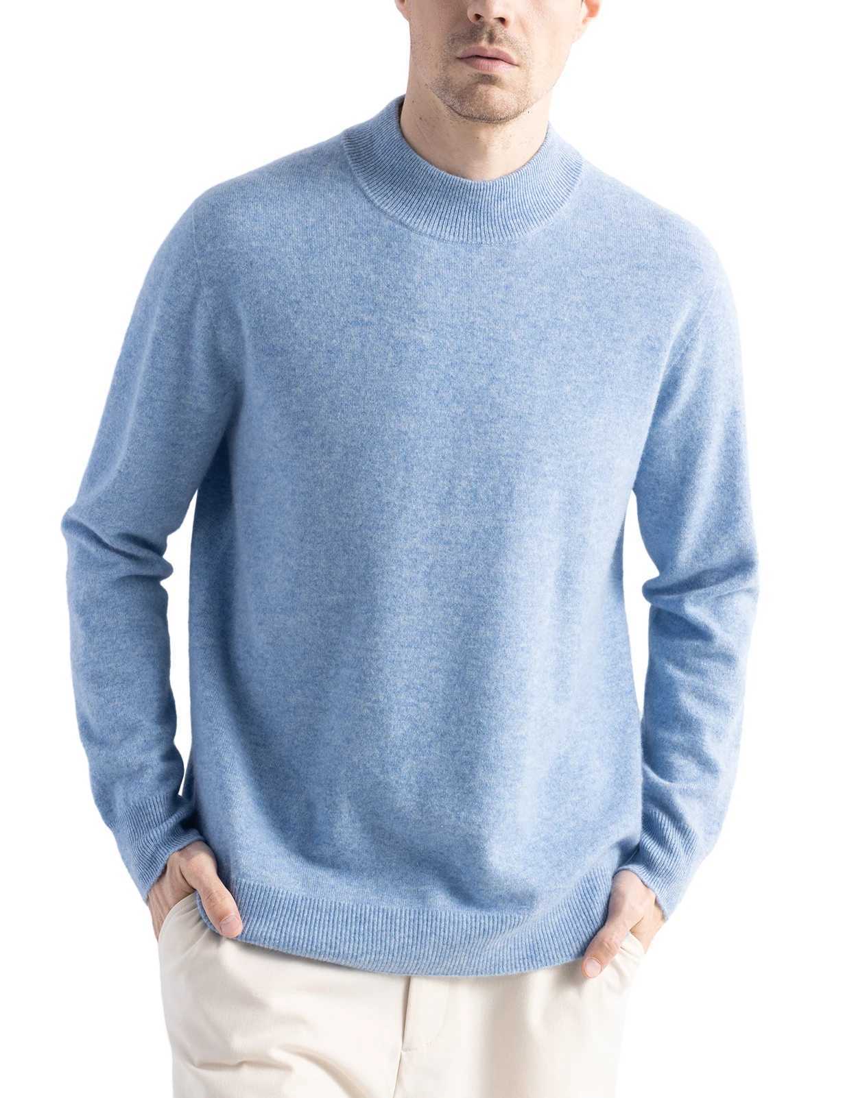 Cashmere Sweater Male 100 Merino Wool Knitted Sweater for Men Clothing Full Winter Sweaters Knitwear Mock Neck Pullover JumpersZ250918