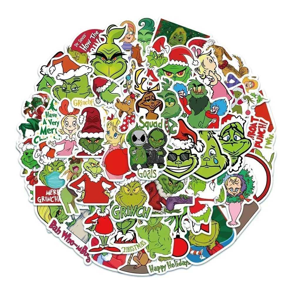 50pcs Cute Green People Stickers Christmas Max Graffiti Decal Toy Scrapbook Diary Phone Laptop Guitar Waterproof Stickers C250918