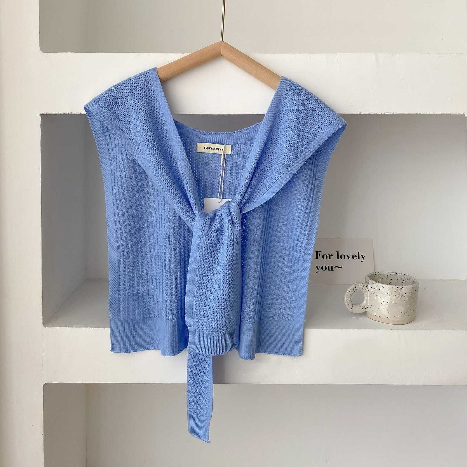 2025 Fashion Korean Knitted Hollow Out Shl Summer Off Fake Collar Neck Knit Thin Knotted Ce Shoder Scarf For Wen Y250918