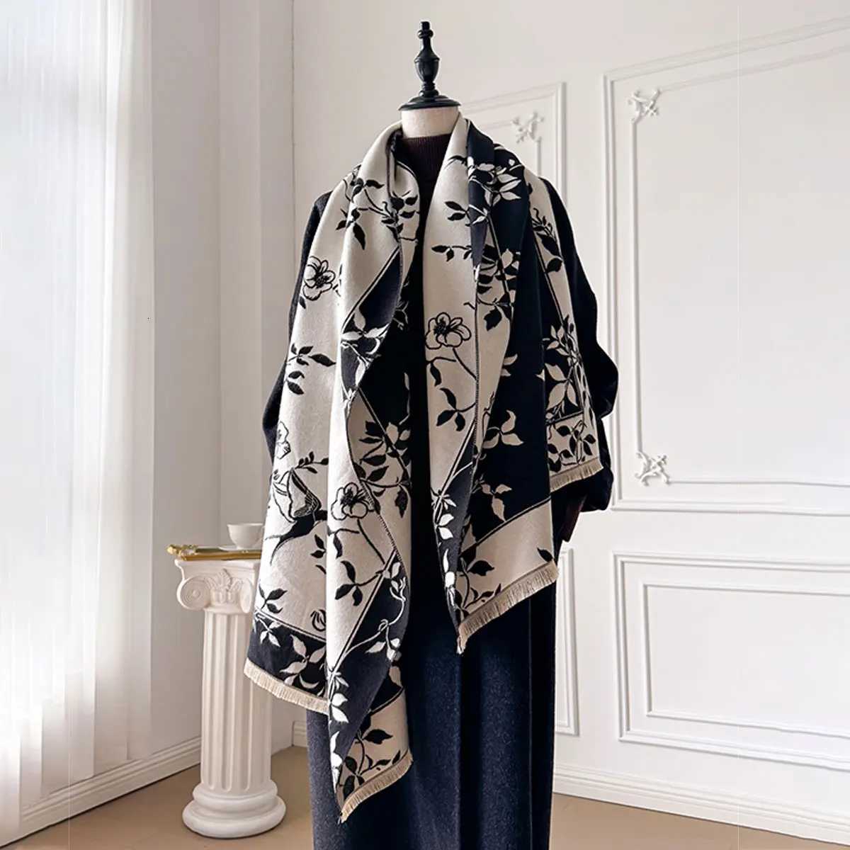 Wen Winter Warm Shl Elegant ral Imitation Cashmere Thick Blanket Wr Bufanda Tassel Fem Long Foard Scarf Y250918