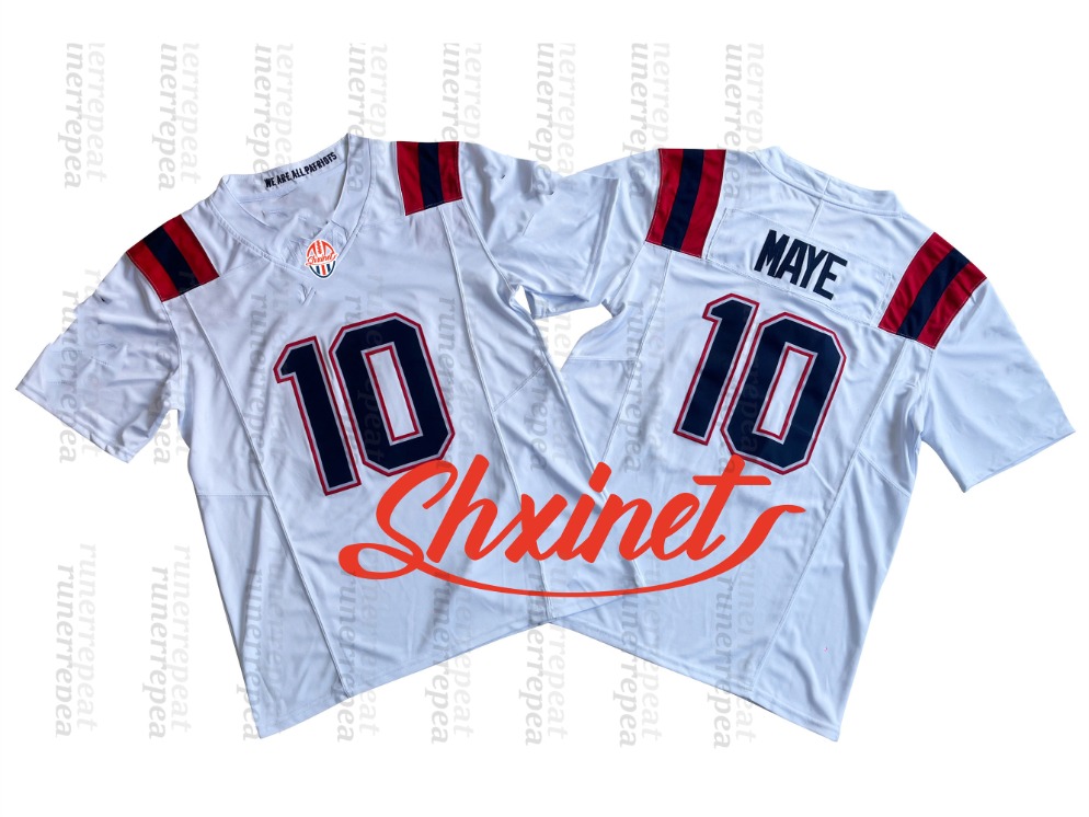 Custom Football Jersey Drake Maye Stefon Diggs Christian Gonzalez 12 Brady Mike Vrabel Stithed
