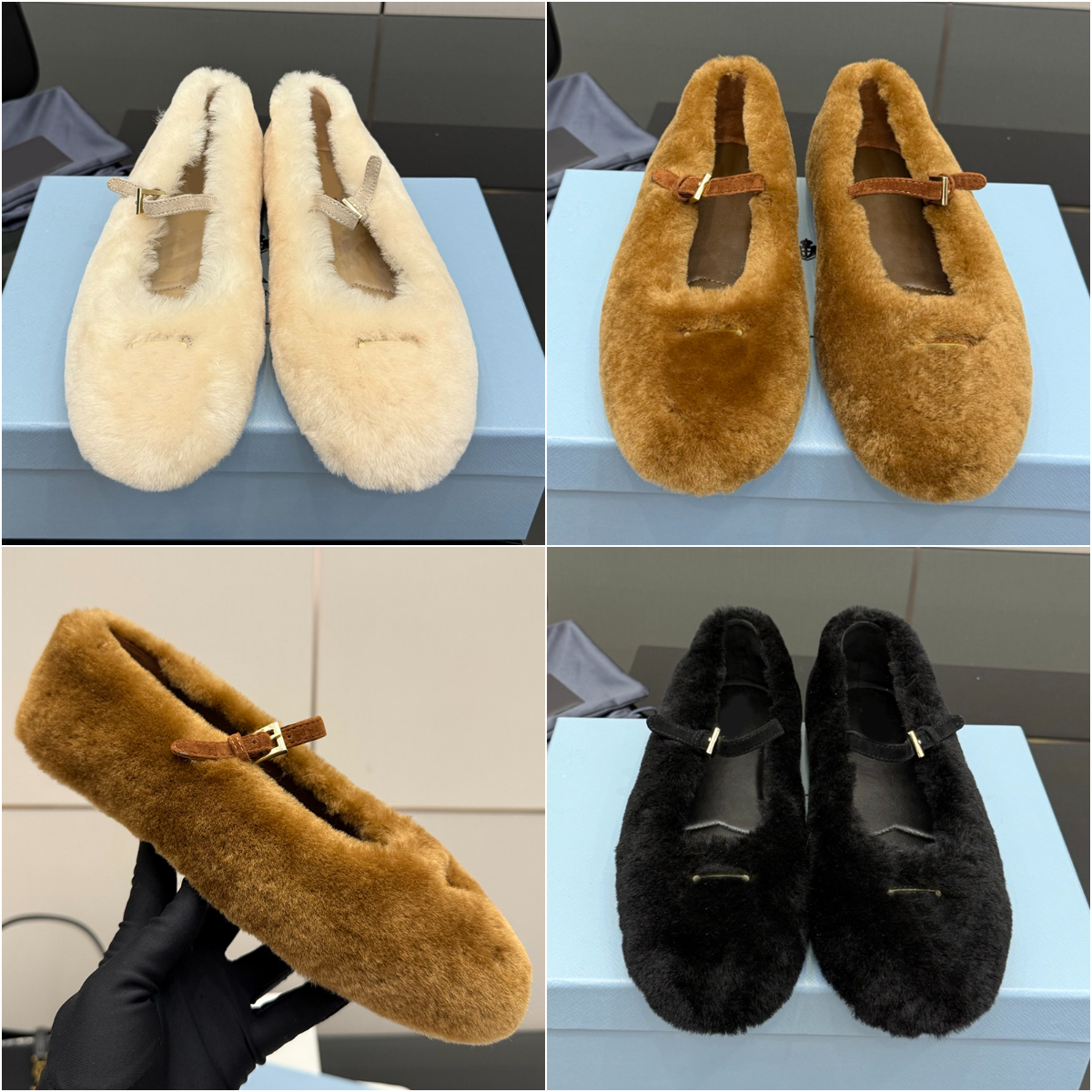 Fur ballet flats designer shoe luxury ballerina flats shoes mary jane shoes flats loafers dress shoes furry shoes fall winter shoes pumps top mirror quality 35-41