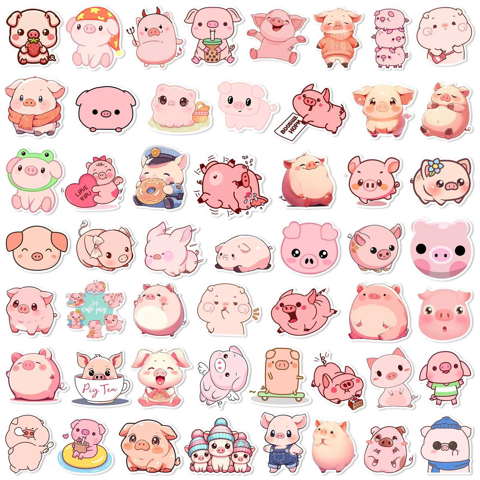 50pcs Cute Little Piggy Cartoon Graffiti Animals Stickers Phone Guitar Laptop Suitcase Water Bottles Waterproof Sticker Gift C250918