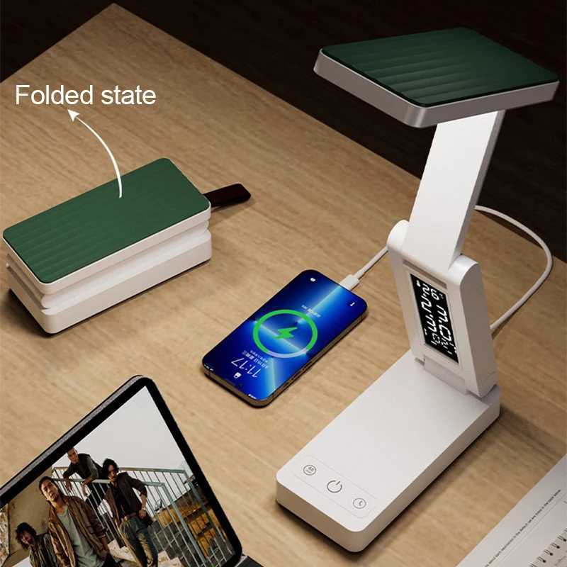 Portable Foldable Lamp With Clock USB Charging Type Fold LED Desk Lamp Energy Saving Rechargeable LED Reading Light C250918