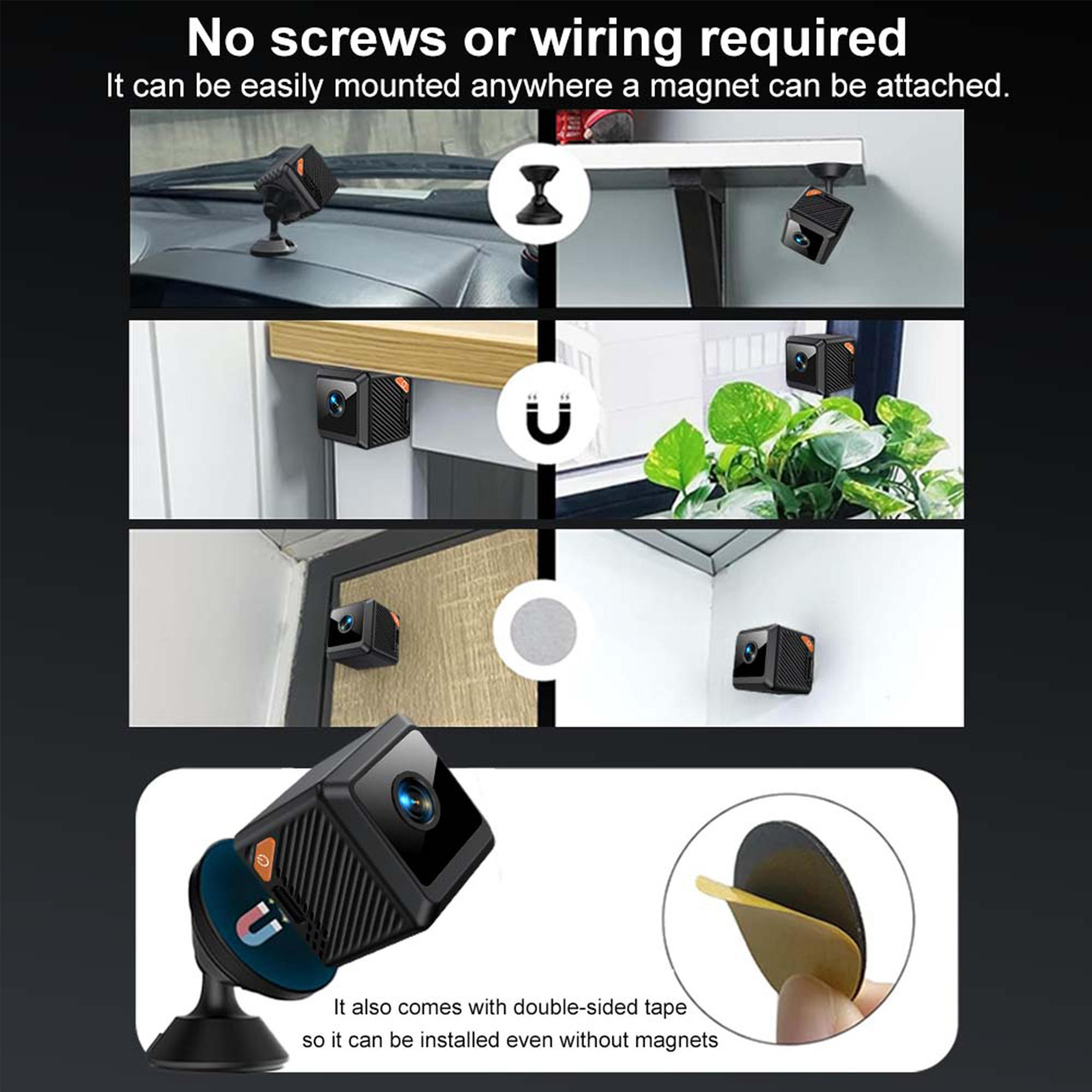 New Wireless Baby Monitor WiFi Security Camera for Home Apartment 1920x1080P Camera Black
