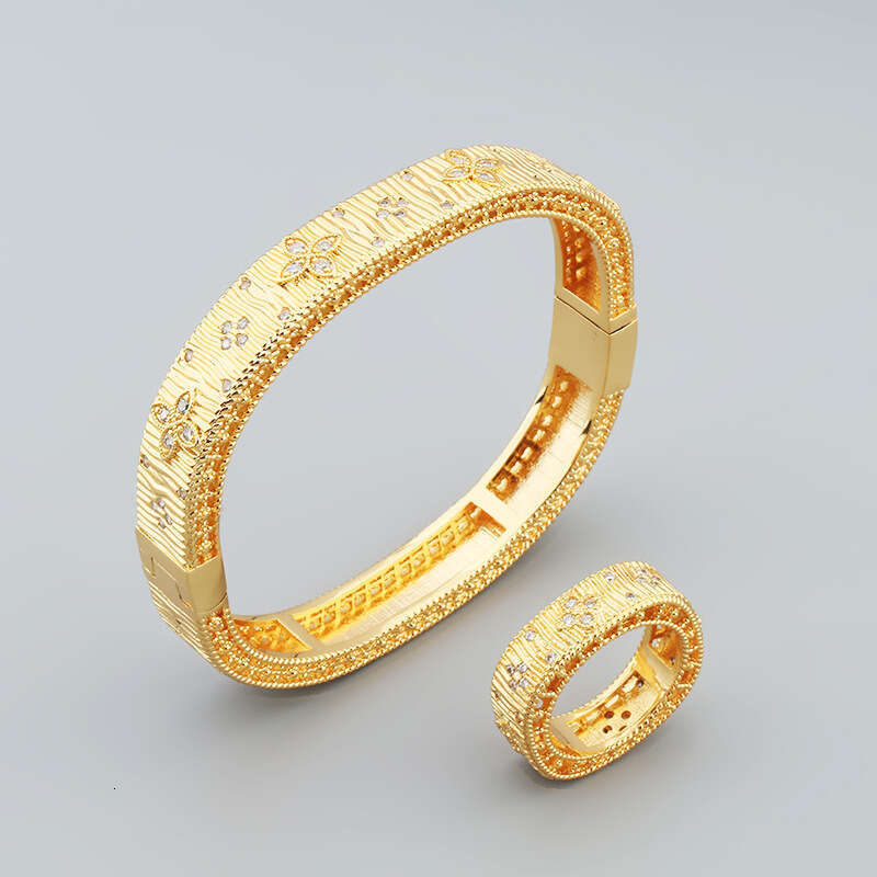 Artistic Palace Brushed Bracelet and Ring Set Small Personalized Women's Jewelry ddmypluto