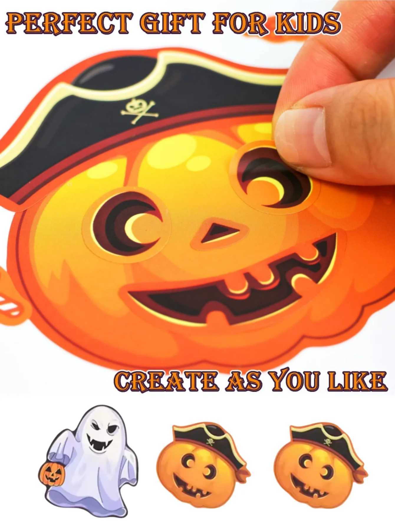 848 Sheets Halloween Stickers for Make a Face Stickers DIY Puzzle Sticker Halloween Ghost Skull Pumpkin Face Assemble Stickers C250918