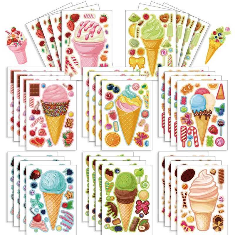 624sheets DIY Ice Stickers for Kids Creative Make Your Own Dessert Decals Puzzle Stickers ParTY Supplies Decoration Gifts C250918