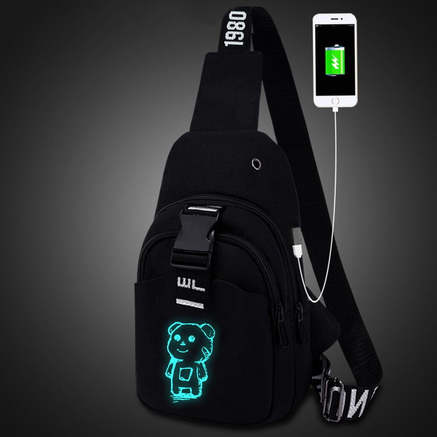 The glow-in-the-dark anti-theft chest bag is trendy and casual, with a slanted cross that is waterproof and wear-resistant