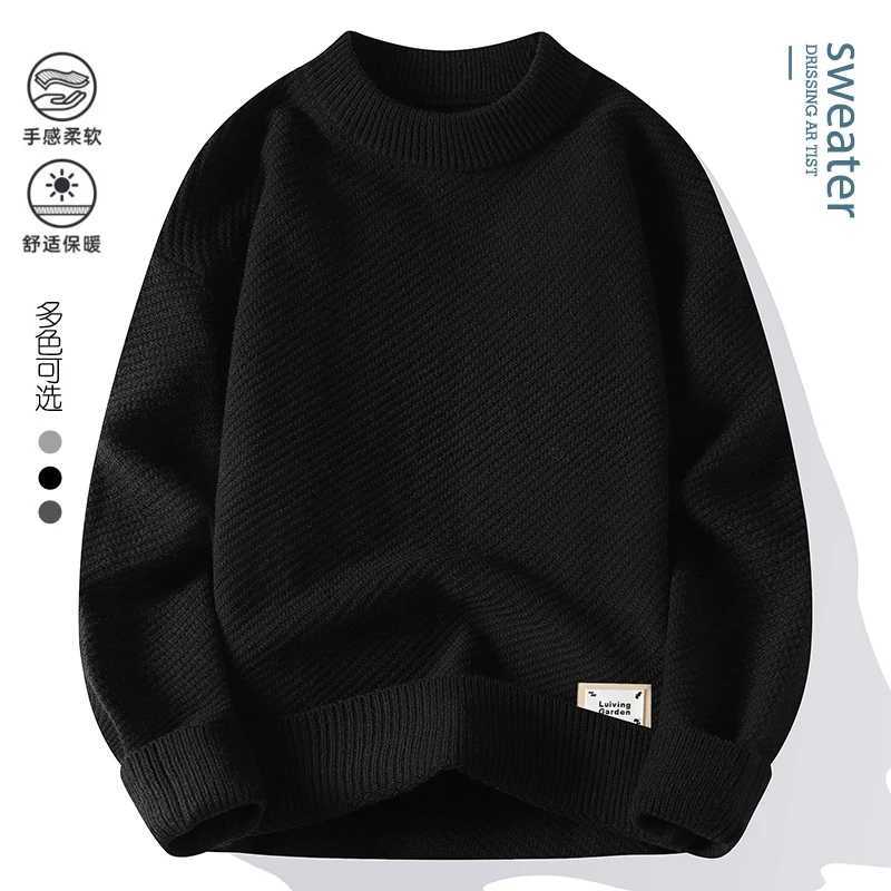 Mens Fashion Solid color pattern Sweaters 2024 AutumnWinter Loose Knittwear Men sweater youth Thick Warm wool pullovers M4XLZ250918