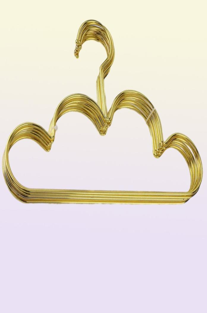 10pcs set Clothes Hanger for Baby Kid Gold Non Slip Metal Space Saving Cloud Shape Hanger Clothes Closet Storage Organizer Rack 29373009