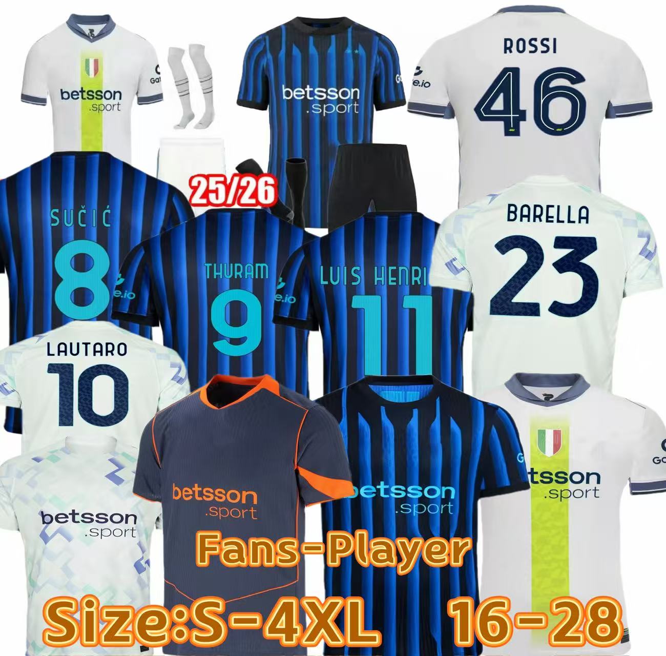 25 26 Blue and Black Legion jersey LAUTARO soccer Jersey2025 BARELLA , CORREA , BARELLA THURAM DIMARCO Away BASTONI Third fans Players football shirt Uniforms Kids Kit