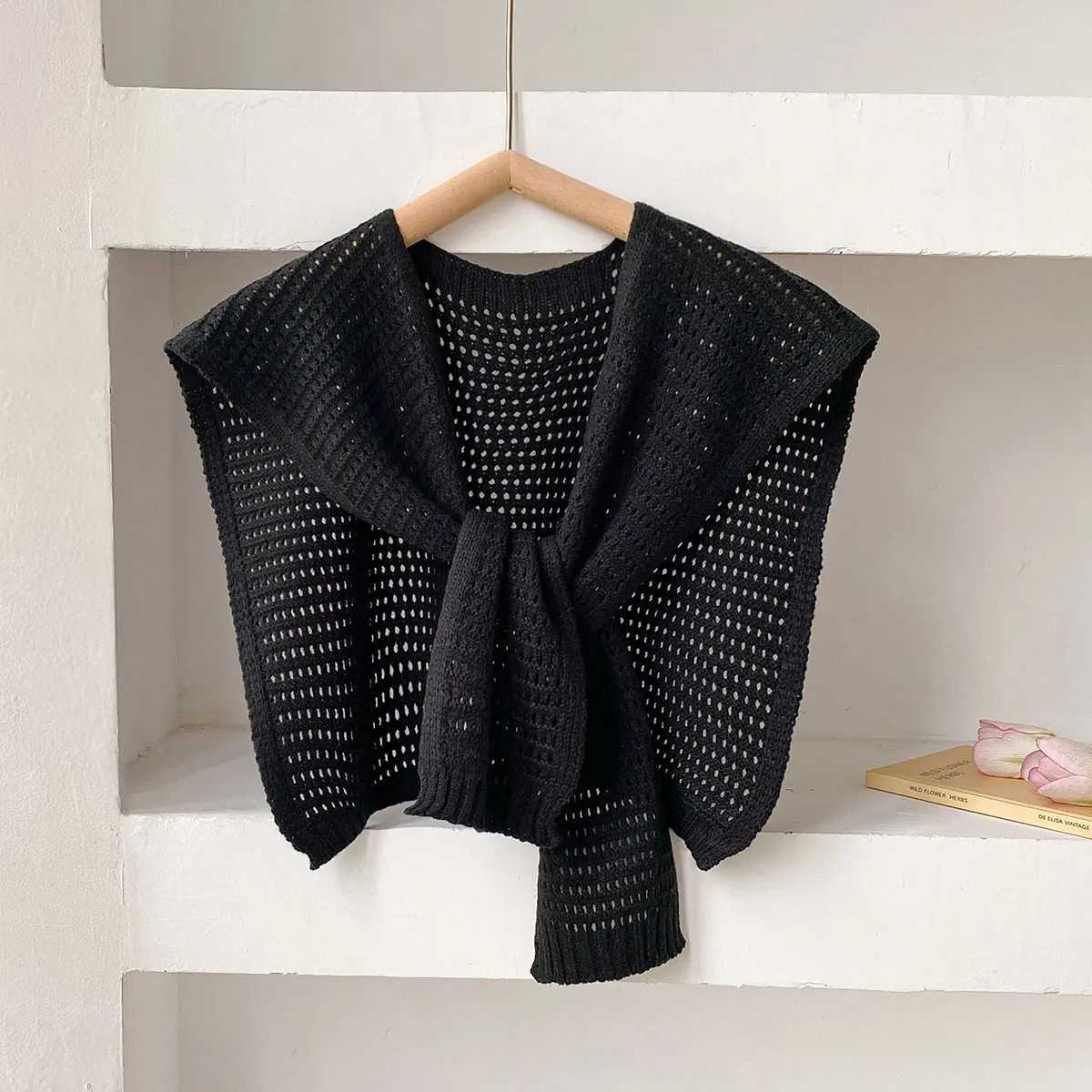 Korean Leisure Versatile Knitted Shl Summer Air Conditioning Fake Collar Neck Ce Shoder Solid color Scarf For Wen Y250918