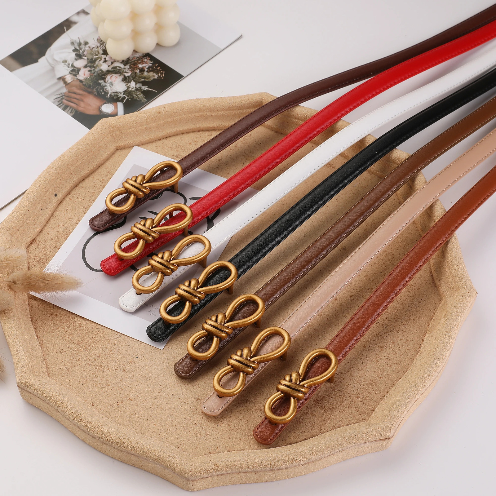 2024 Retro Gold Belt Genuine Leather Women Fashion Knot Buckle Waistband Cummerbund For Dress Jeans 250917