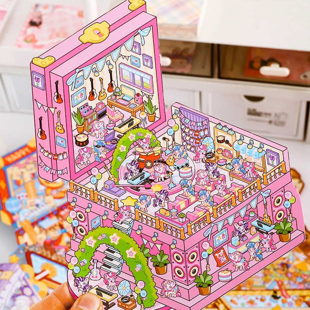 New DIY Plus Size Treasure Box World 3D Landscape Sticker Pocket Cabin Scene Stickers Festival Gift for Child Kid C250918