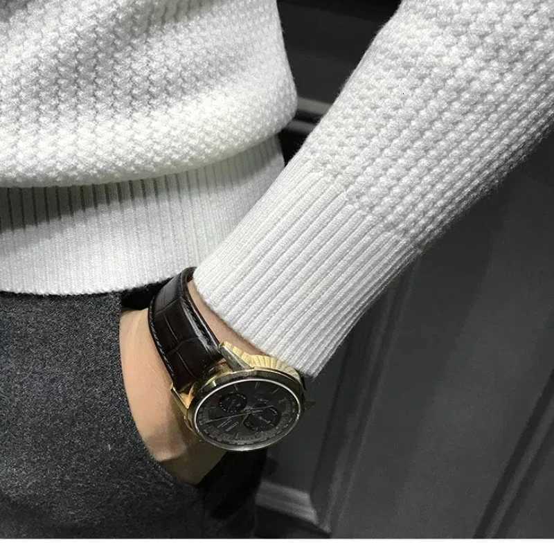 Smart Casual Autumn Winter New Woolen Sweater Men Mock Neck Solid Fashion Luxury Business Long Sleeve Slim Pullovers Knitted TopZ250918