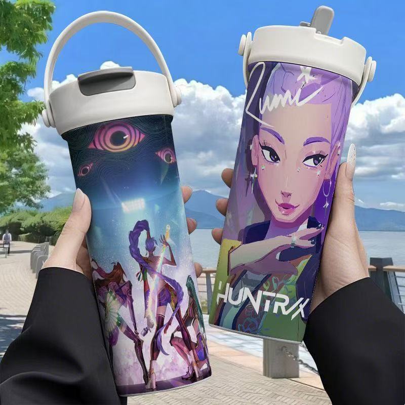 Kpop Demon Hunters Mysterious Baby SajaBoys Zoey Mira Double Drink Thermos Cup Coffee Cup witch hunting