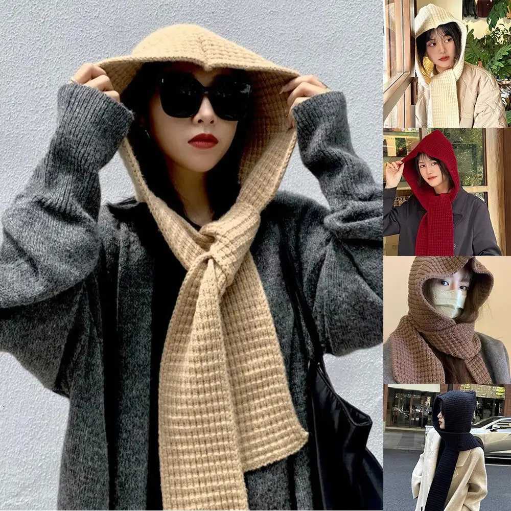 Hooded Scarf Early Autumn Scarf Hats Fashion Ear Protector Beanies Usef Earmuffs C Winter Thicken Items Wen Neck Scarf Y250918