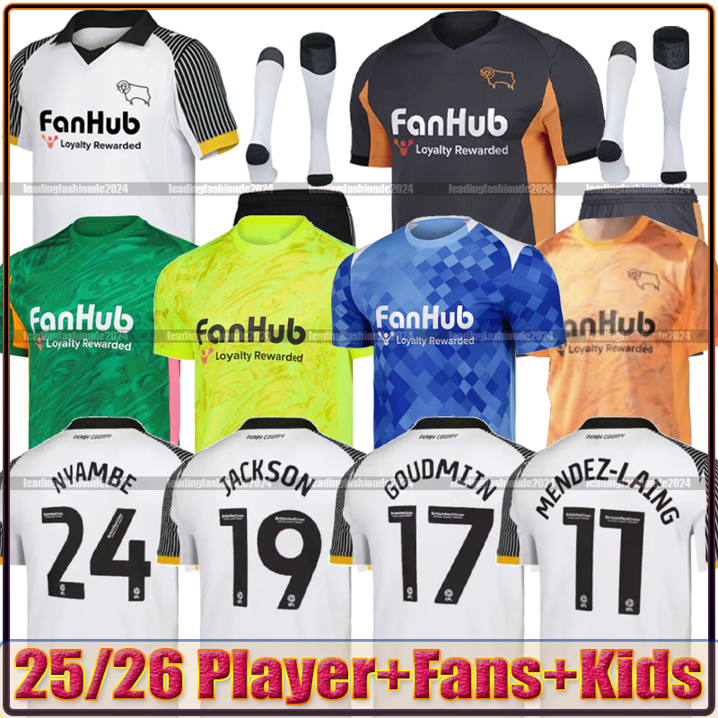 Derby County 25-26 Home soccer jerseys 2025 2026 OSBORN SALVESEN THOMPSON JACKSON ADAMS away football shirts men kids kit fan player version