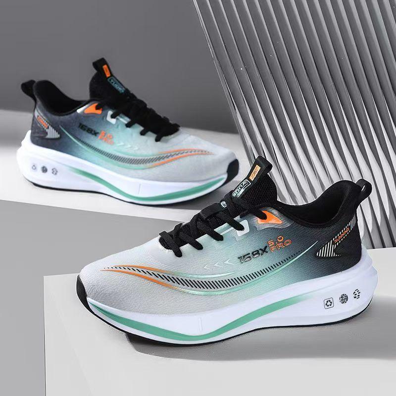 lightweight breathable gradient color running shoes full size sports sneakers with shock absorbing sole trendy quick lace athletic footwear for men