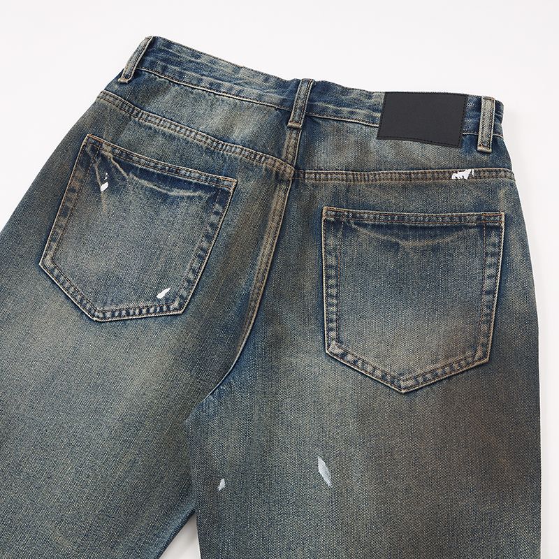 Men's Jeans Unisex Autumn High - Street Jeans - Painted Graffiti, Retro Washed & Distressed, Loose Wide - Leg Straight Trousers