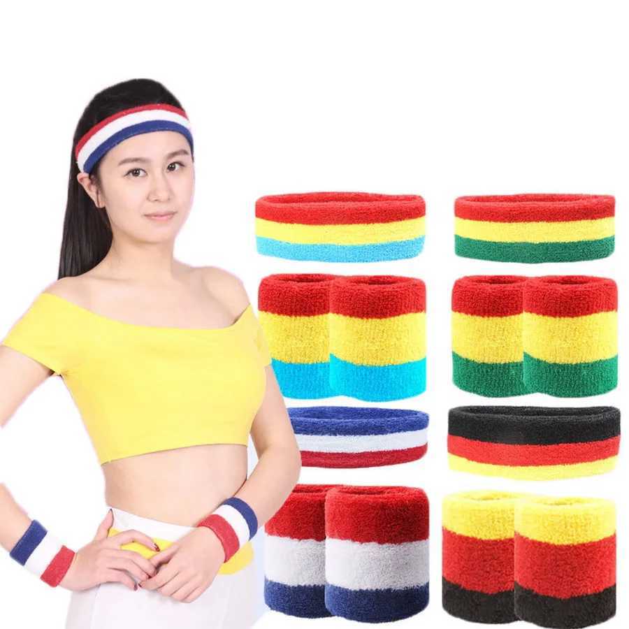 1 Set Sport Wristbands HEADband Towel Sweat Bands For Men Women Basketball Yoga Tennis FitnESS Band Wrist Support PROtect J251211