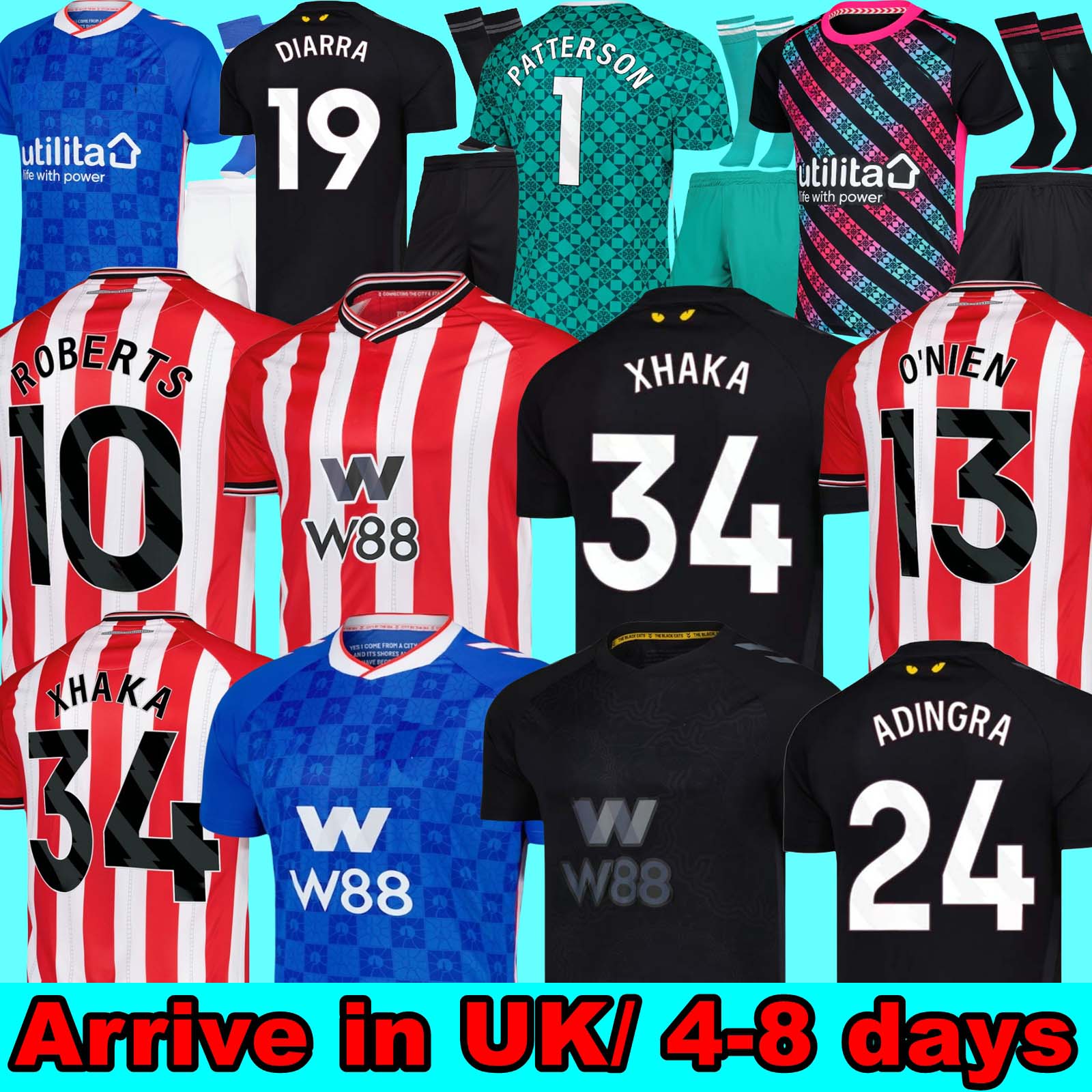 25 26 Sunderland Home Away Soccer Jerseys STEWART SIMMS ROBERTS AMAD CLARKE DAJAKU EMBLETON EVANS O'NIEN Ballard Football Shirt PRITCHARD Hummel ALDERETE Jersey