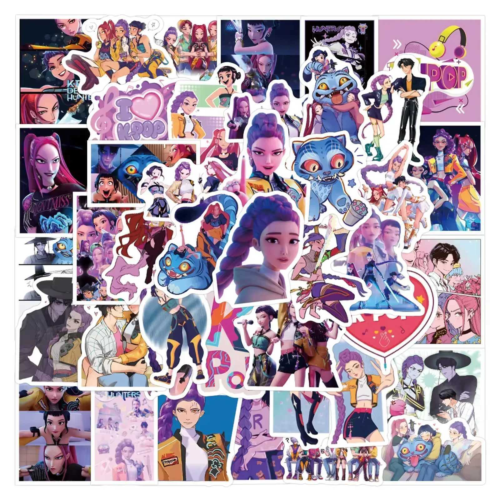 55110PCS KPop Demon Hunters Stickers Anime Demon Hunters Derpy Tiger DIY Stickers Scrapbooking Phone Decoration Stickers C250918