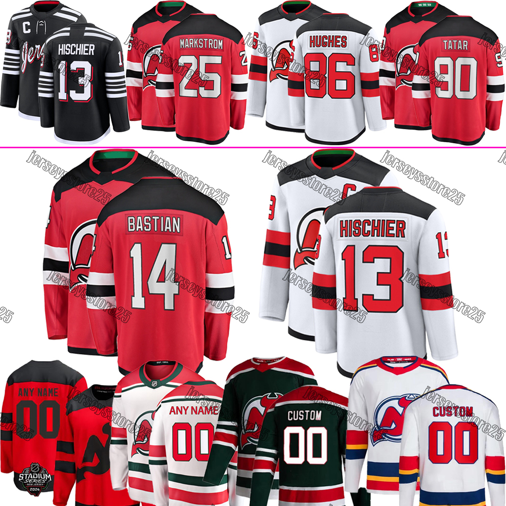 86 Jack Hughes A Hockey jersey New Jersey 13 Nico Hischier 28 Timo Meier 63 Jesper Bratt Devilss jersey lacob Markstrom Erik Haula Tomas Tatar Palat Akira schmid jersey