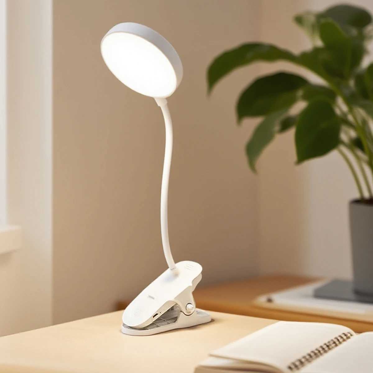 Portable USB Table Lamp Rechargeable Desk Lamp with Clip Bed Reading Night Light LED Touch 3 Modes Dimming Eye Protection Light C250918
