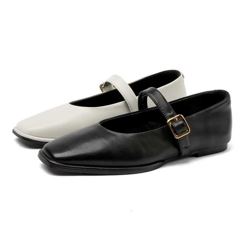 AIYUQI Mary Jane Shoes Female Genuine Leather 2025 New Snap Ballet Shoes Women Square Toe Flat Cowhide Ladies Shoes W250918