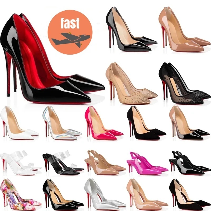 Brand heels Women High Heels Shoes Designer Luxury Red Soled Peep Toe Sandals Pointed Toe Sandals 6cm 8cm 10cm 12cm Nude Black Patent Leather Woman Pumps 35