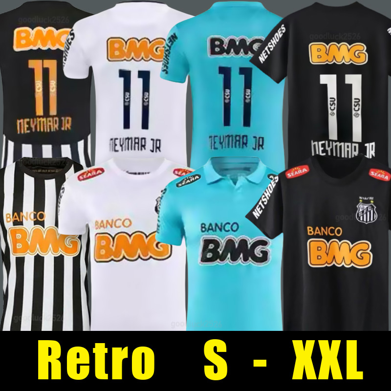2012 2013 Santos retro soccer jerseys 12 13 NEYMAR JR 11 Home White Long Sleeves AWAY camisetas de foot vintage classic football shirt men kids kits Uniforms
