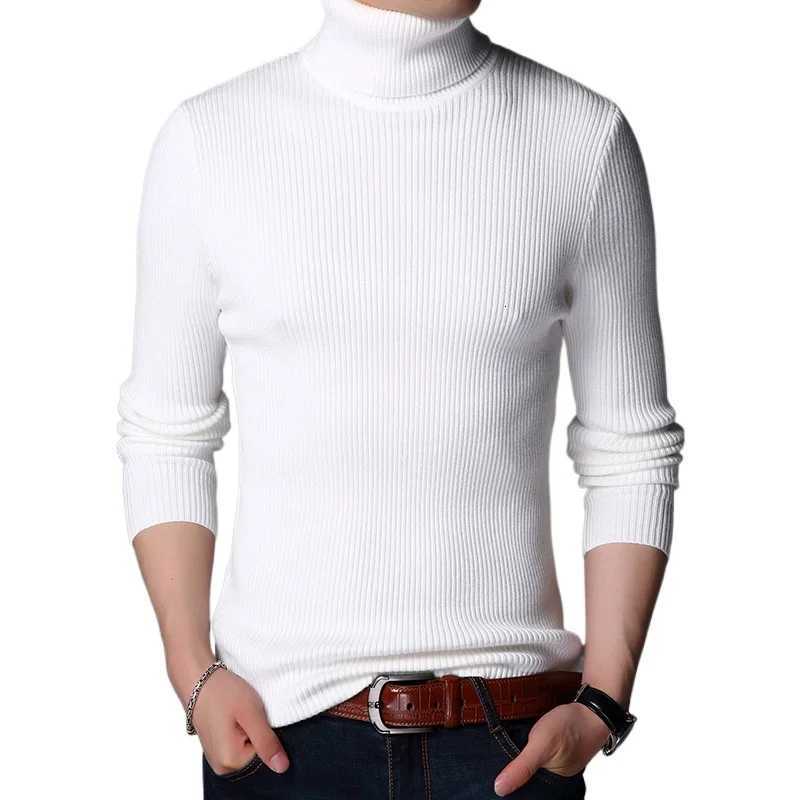 Mens Vertical Strip Knitted Pullovers Slimfitting Solidcolor SweatersZ250918