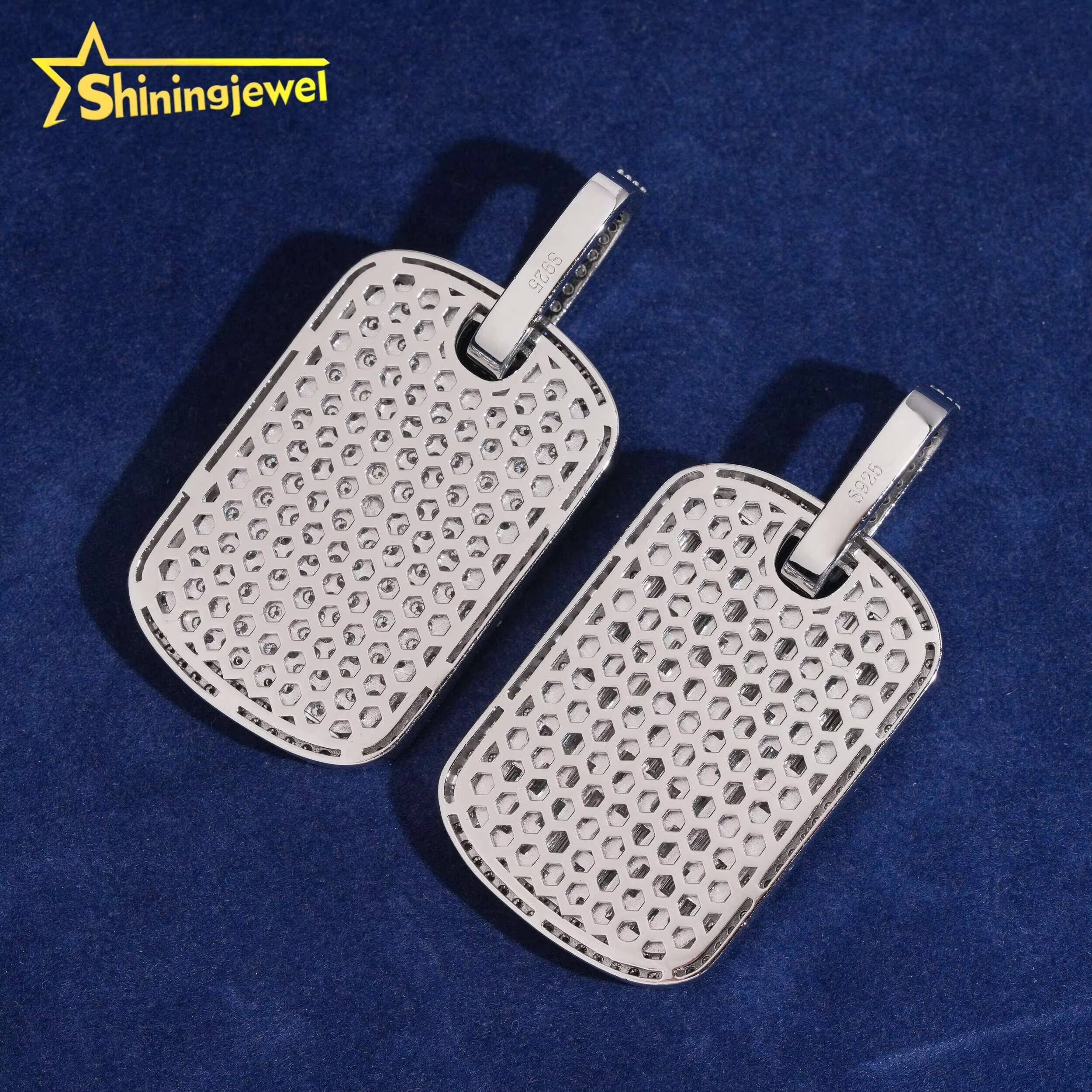 Hip Hop Jewelry 925 Silver Moissanite Hip Hop Pendant Dog Tag Pendant Unisex Charm Iced Out Pendant Pass Diamond Tester