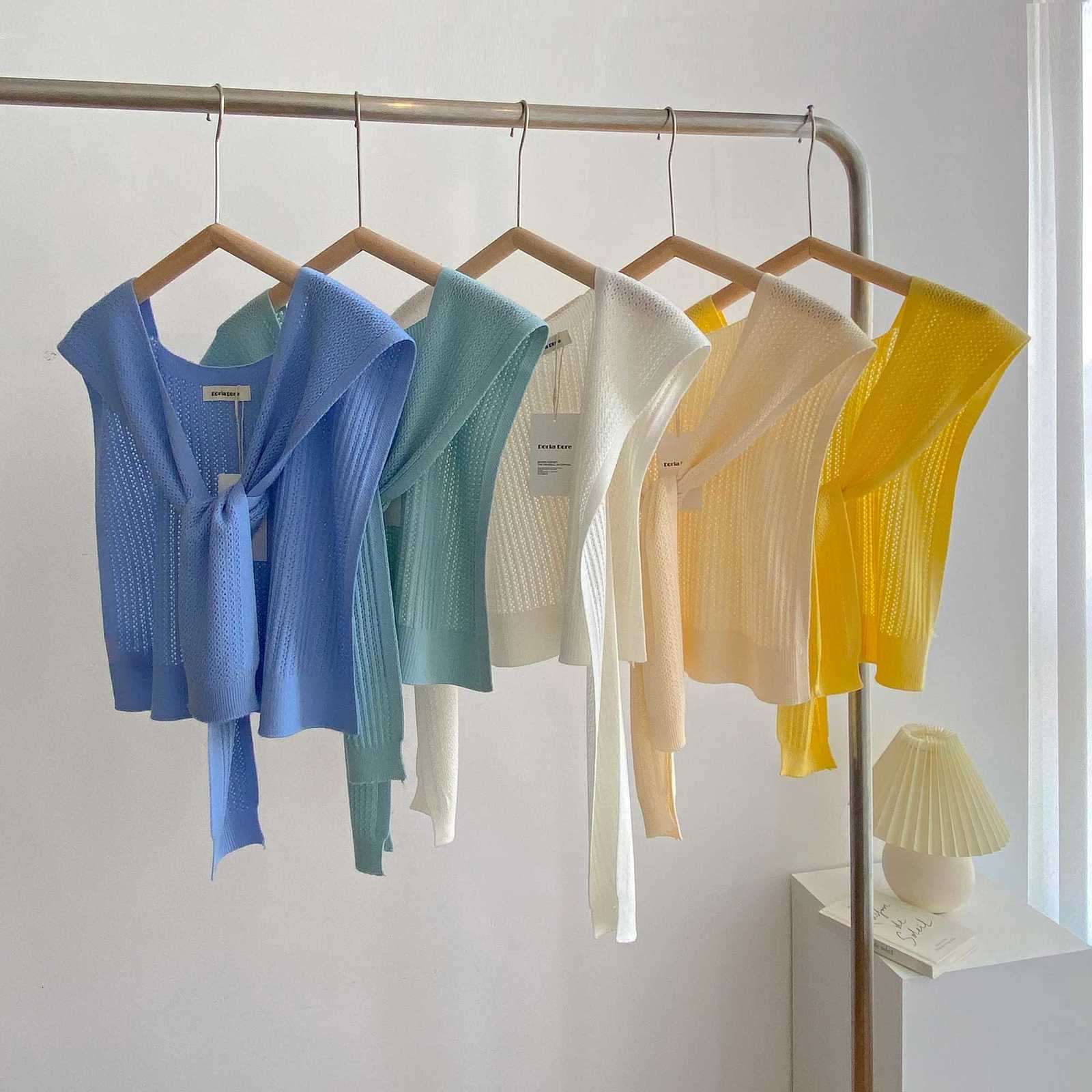 2025 Fashion Korean Knitted Hollow Out Shl Summer Off Fake Collar Neck Knit Thin Knotted Ce Shoder Scarf For Wen Y250918