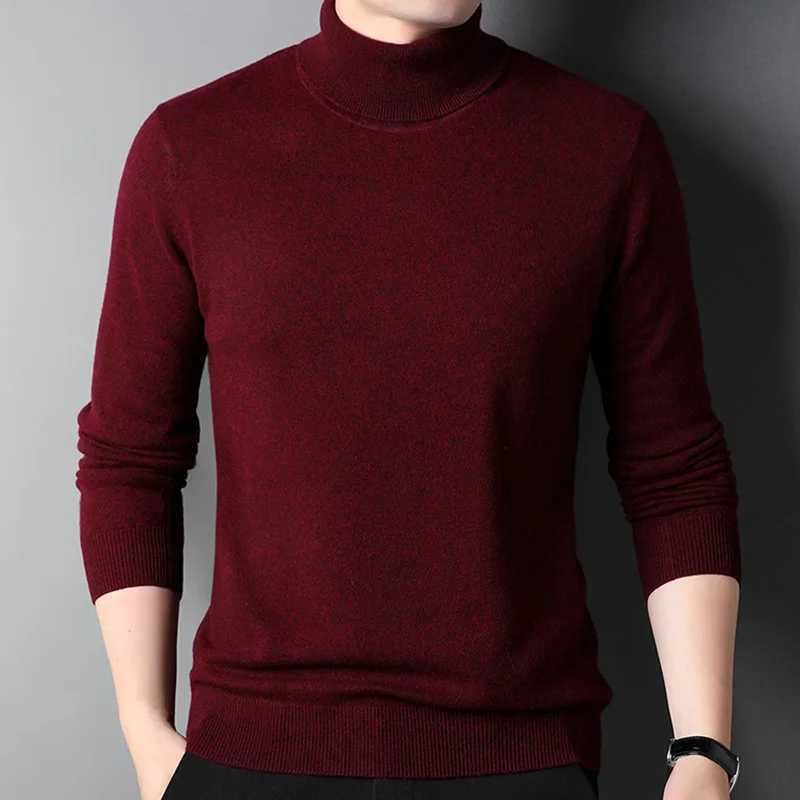 Mens Thickening Winter Knitted Sweaters Male Turtleneck Collar Pullover Mens Solid Casua Knitwear Sweaters Men ClothingZ250918