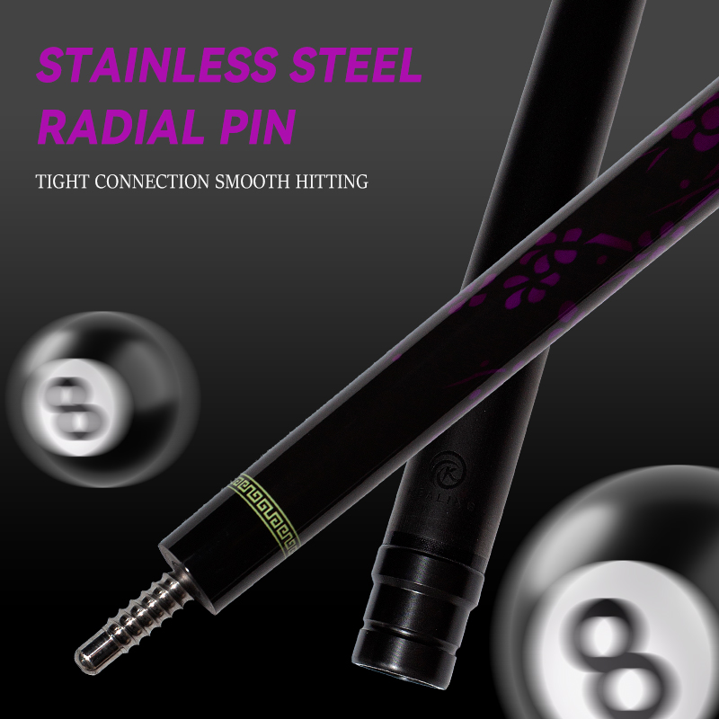 OKHEALING 1/2 Split Carbon Fibre Pool Cue Billiard Cue Stick Tip Diameter 12.9mm Total Length 1474mm/58inch Radial Pin Joint Weight 20Oz Billiard Stic