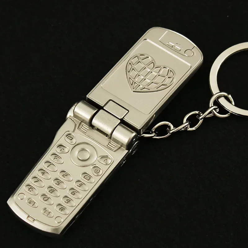 Y2K Mini Cell Phone Figure Toys Keychain Punk Style 4cm Anime Periphery Metal Renovate Phone Model Keychains Gifts Toys for Boys 250917