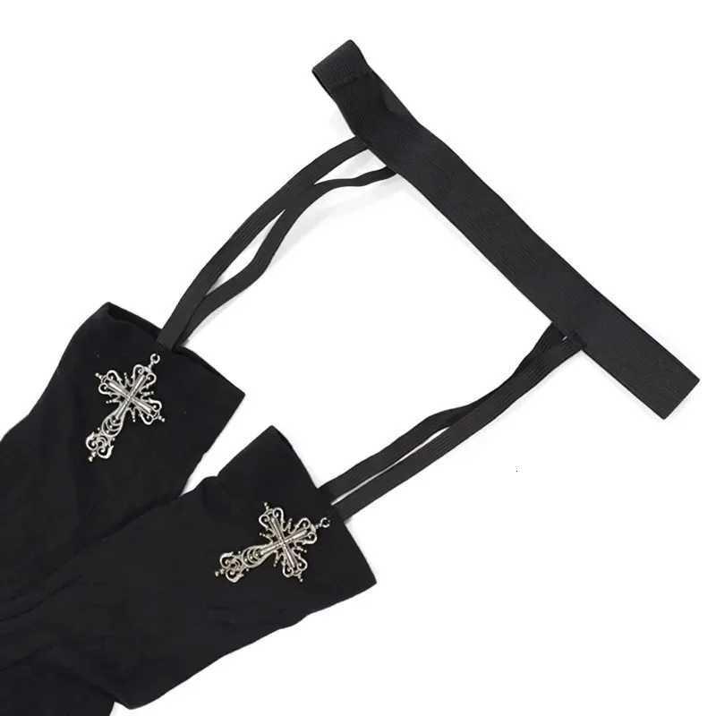Cross Garter Stockings Black Gothic Women Sexy Lace Suspender Thigh Socks High Tube Underwear Pantyhose Cosplay Tights LingerieXJ250920