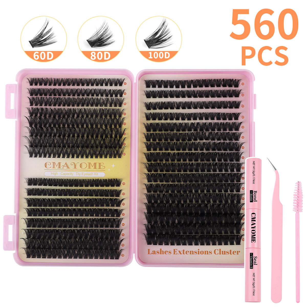 DIY Individual Eyelashes Thick Curled Cluster Lashes Kit with Lash Bond & Seal Reusable Handmade DIY Segmented Eyelash Extensions Set Soft Light Graft