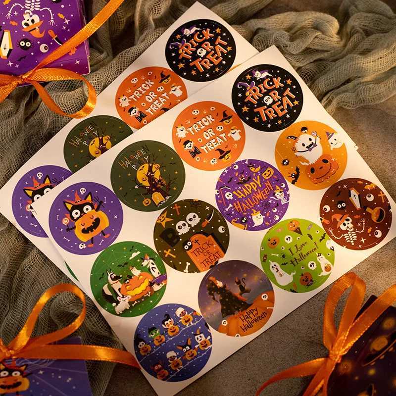 4 Sheet Happy Halloween Cartoon Ghost Pumpkin Pattern Sticker Gifts Boys Girls Birthday Celebration Decoration Party DIY Supplie C250918