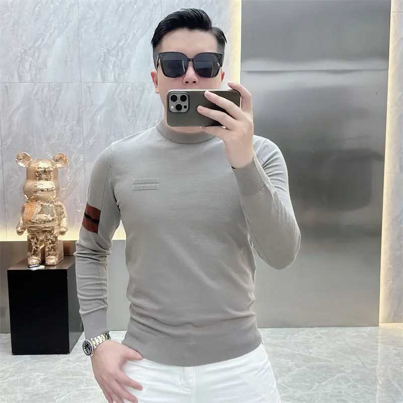 Smart Casual Autumn Winter Sweaters Men ONeck Solid Patchwork Elastic Fashion Luxury Business Long Sleeve Pullovers Knitted TopZ250918