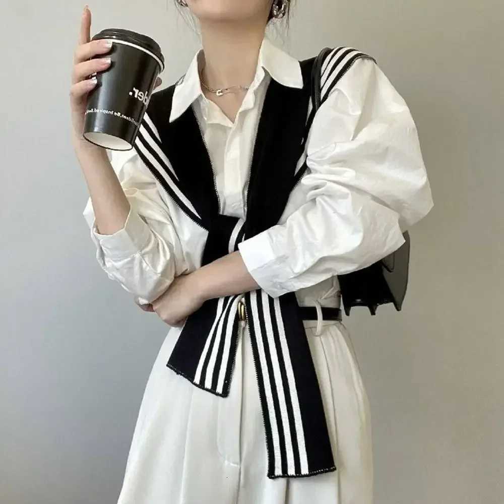 DAILOU Wens Black and White Striped Spring and Autumn Knitted Fake Collar for Wearing A Small Shl Shirt Outside Y250918