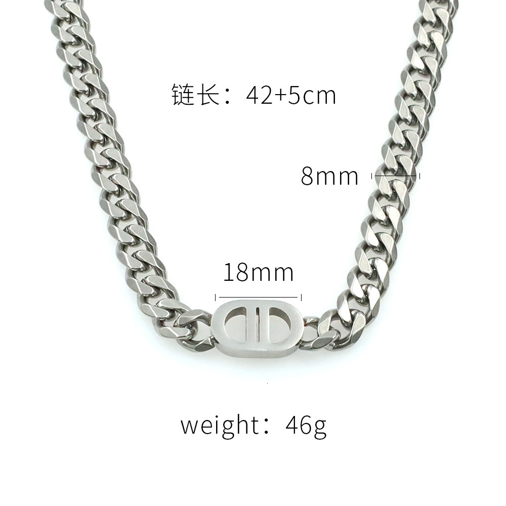 designer Necklace luxury for woman long Earrings Bracelet Titanium Steel Cuban Chain Personality 18k Gold Double D Titanium Steel Necklace Non-Fading 