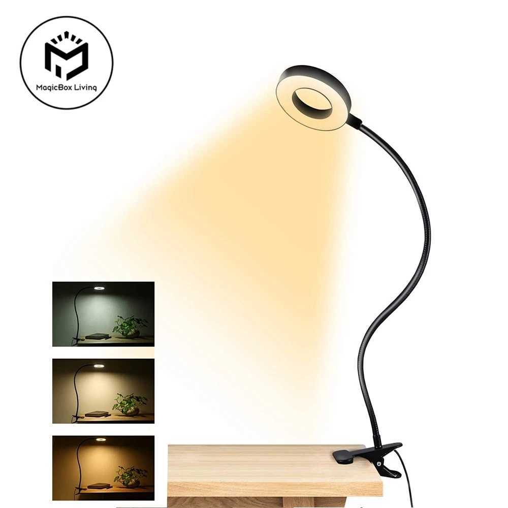 48 LEDs Desk Lamp Clip USB Book Light Bedside 360 Flexible Eye Protection Gooseneck Reading Light Brightness Adjustable 3 Leve C250918